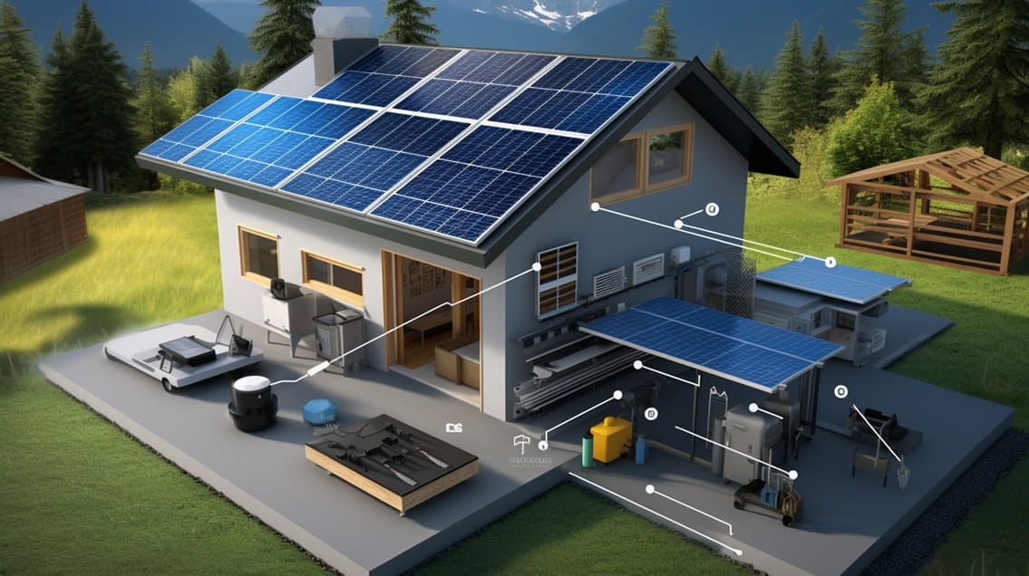 Diagram of off-grid solar system components