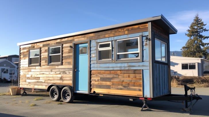 Tiny house with reclaimed wood siding
