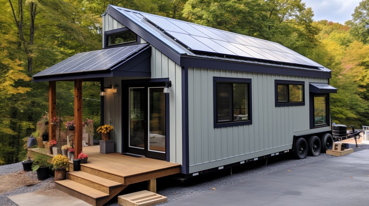 Tiny house with solar panels